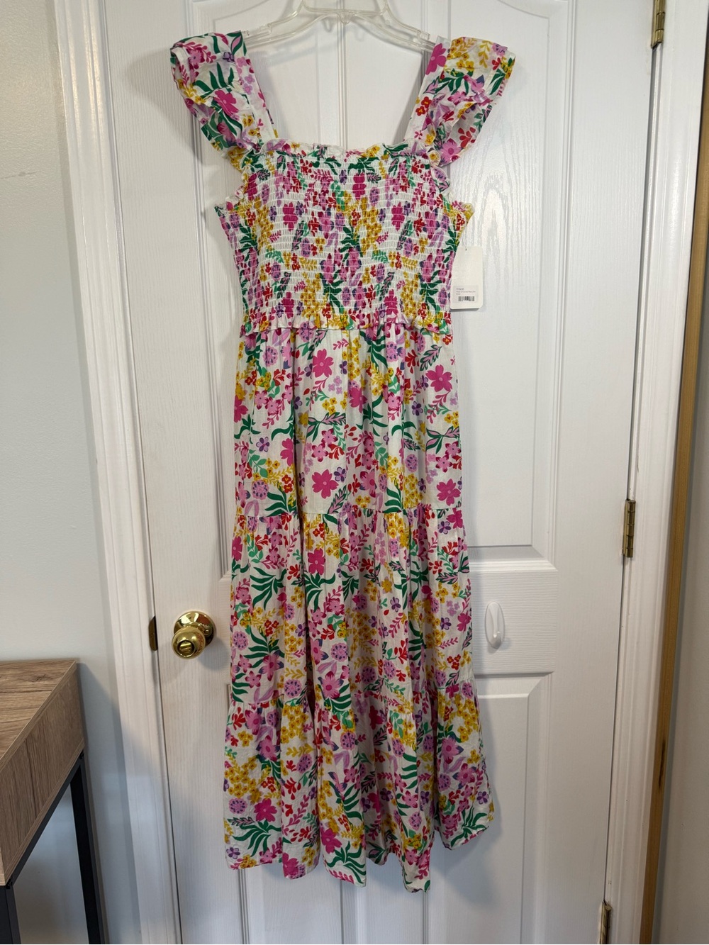 THML Smocked Floral Midi Dress 100% Cotton in Small